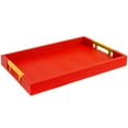 thumbnail image 1 of Home Redefined Shagreen Faux Leather Serving Tray with Gold Handles, Red, 17.5"x12" Rectangle, 1 of 7