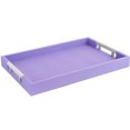 thumbnail image 1 of Home Redefined 17..5”x12” Rectangle Shagreen Faux Leather Decorative Serving Tray with Stainless Steel Metal Handles, Purple Lavender, 1 of 7