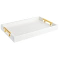 thumbnail image 1 of Home Redefined Serving Tray, Rectangle, Faux Leather with Gold Handles, White, 17.5" x 12", 1 of 7