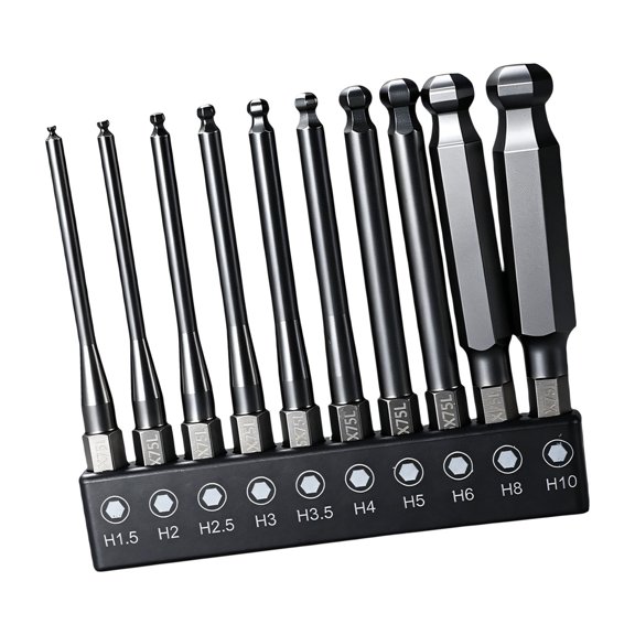 Home Repair Driver Bit Set with Metric End Allen Tips, 10 Piece Screwdriver Bits with Holder Base for Daily Assembly Jobs