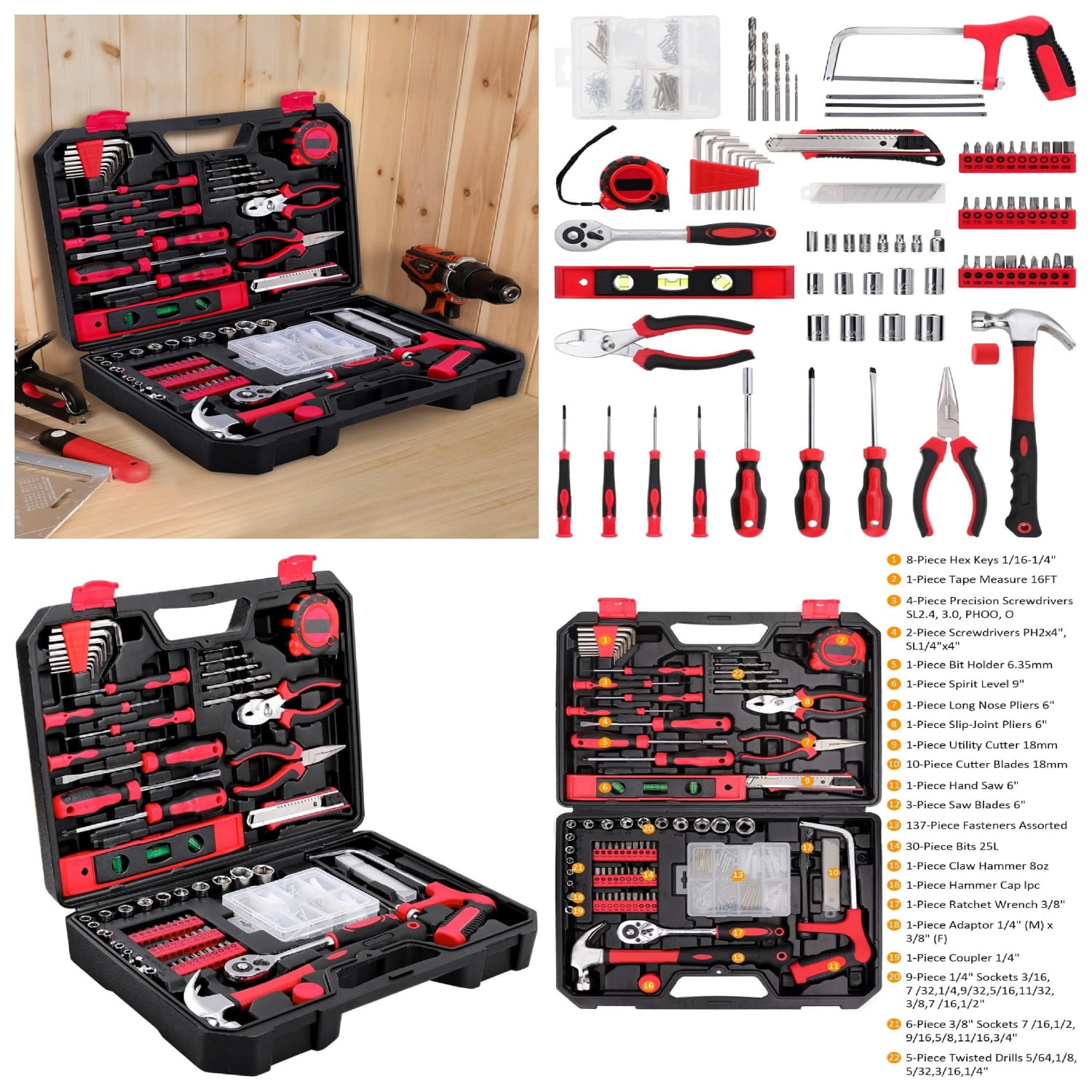 Home Repair Tool Kit - 226 Piece General Home/Auto Repair Tool Set, General Mechanic Tool Set, General Household Tool Kit, Perfect for Homeowner, Diyer, Handyman