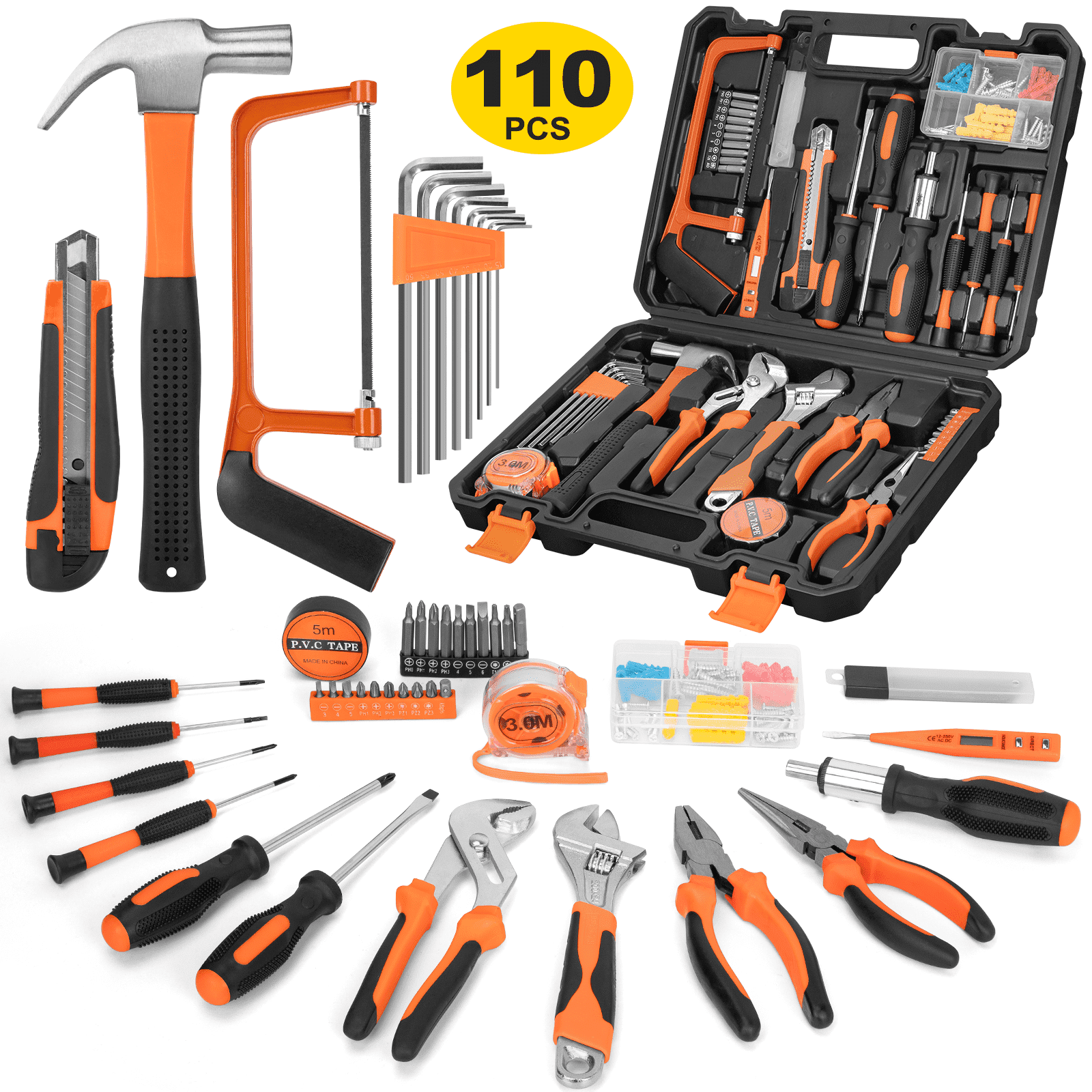 KITLUCK 138-Piece Home Tool Kit - Complete Household Tool Set With Portable Toolbox