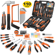Home Repair Tool Set 110 PCS - Household Basic Portable Hand Repair Tool Kit with Case, Hammer, Pliers, Screwdrivers, Adjustable Wrench and Voltage Tester for Home Maintenance and DIY Projects