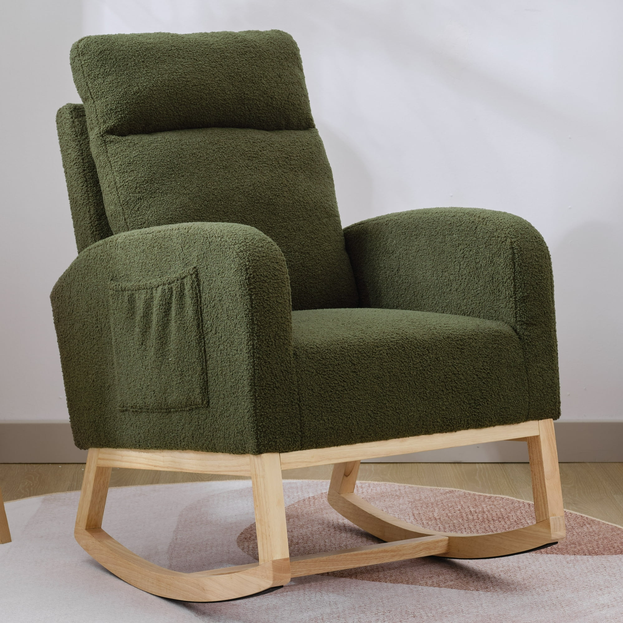 Home Rocking Chair, Glider Chair Upholstered Frosted Velvet High Back ...