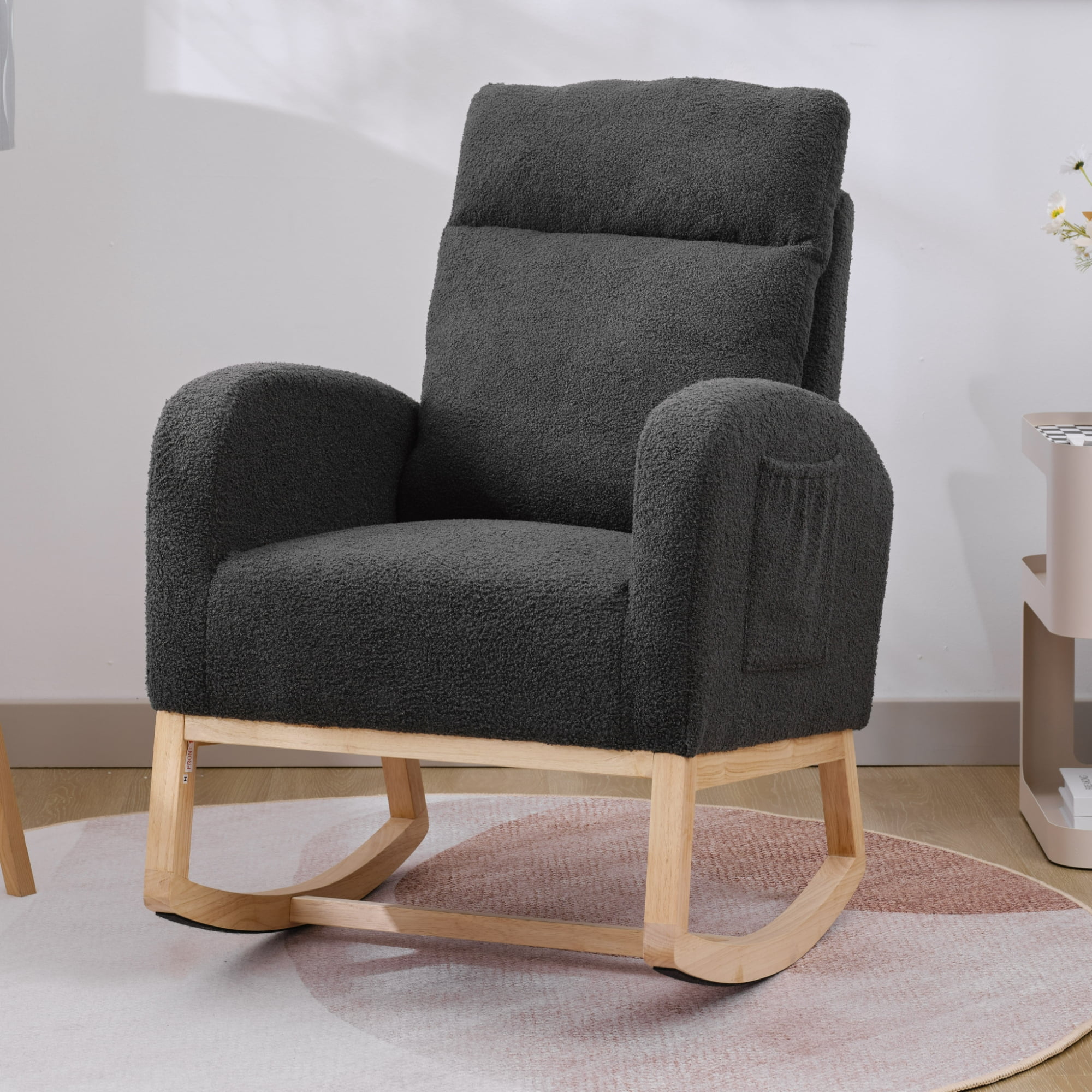 Home Rocking Chair, Glider Chair Upholstered Frosted Velvet High Back ...