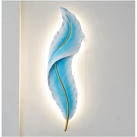 Home Room Dcor LED Wall Light Sconce Lamp Leave Leaf, Wall Lamp, White & Blue Color | Feather Mounted Modern Decorative Wall Scone Light Lamp | For Living Room & Office Wall Decoration
