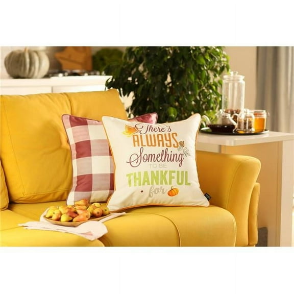 Home Roots 18 in. Fall Thanksgiving Gingham Throw Pillow Cover, Multicolor - Set of 2