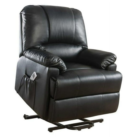 Home Roots 318865 Power Lift Massage Recliner In Black Leatherette