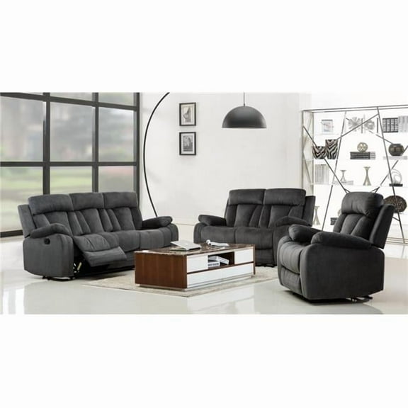 Home Roots 329386 Modern Fabric Sofa Set, Grey - 120 in.