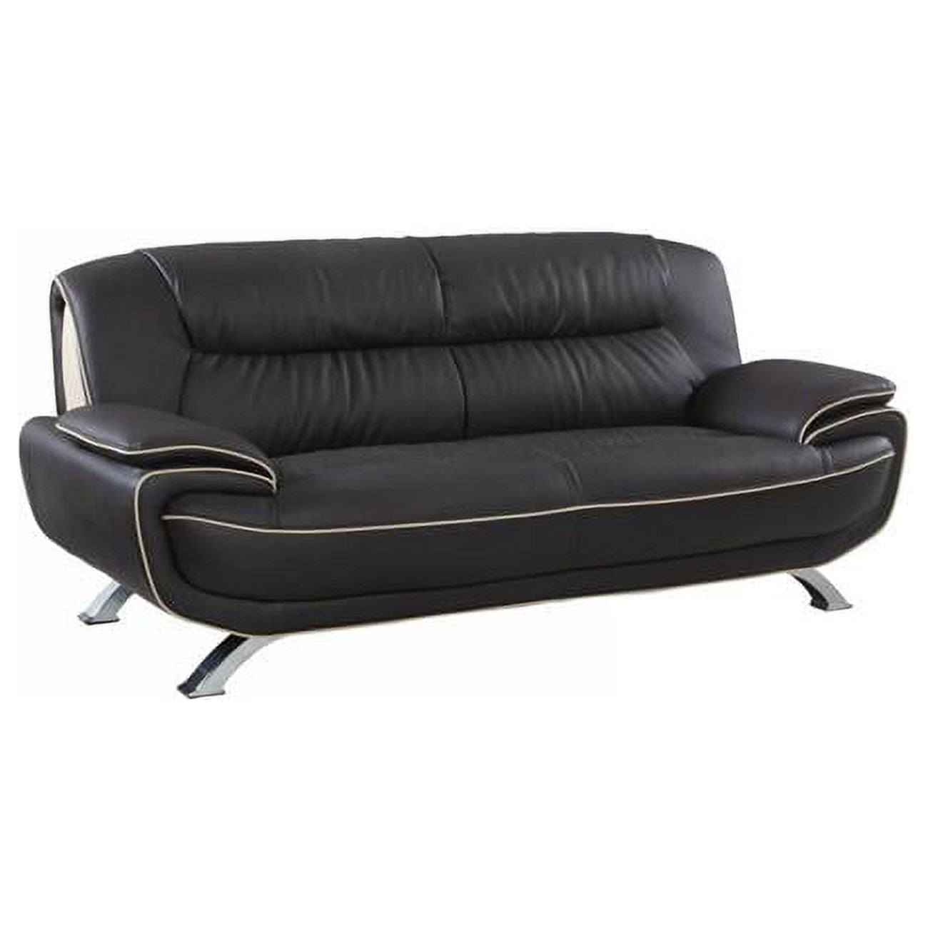 106" Brown Leather Reclining Sofa with Solid Frame