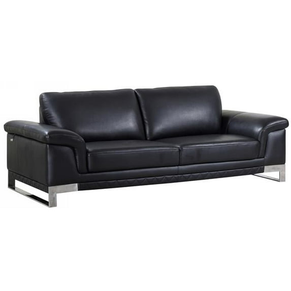 Home Roots 329613 Lovely Leather Sofa, Black - 32 in.