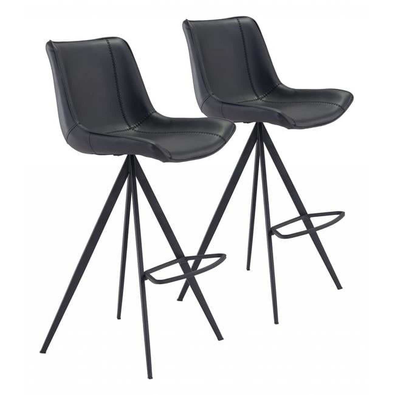 Home Roots 396437 Faux Leather Triangle Base Bar Chairs, Black - Set of ...