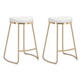 thumbnail image 1 of Set of Two White and Gold Modern Glam Geo Backless Counter Stools, 1 of 9