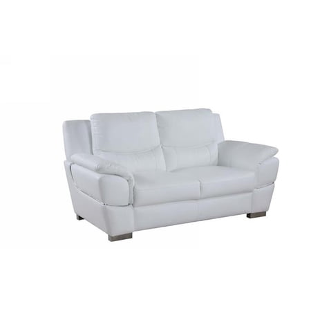 Home Roots Chic Leather Loveseat White - 37 in.