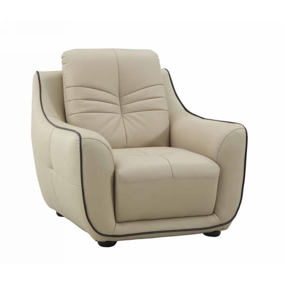 Home Roots Elegant Leather Chair, Beige - 36 in.