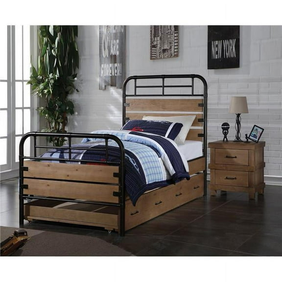 Home Roots Furniture  10 x 75 x 40 in. New Zealand Pine Wood Twin Trundle - Antique Oak