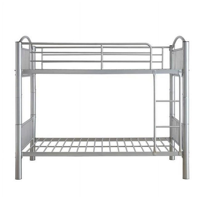 Home Roots Furniture 286164 67 x 78 x 44 in. Metal Twin Over Bunkbed - Silver