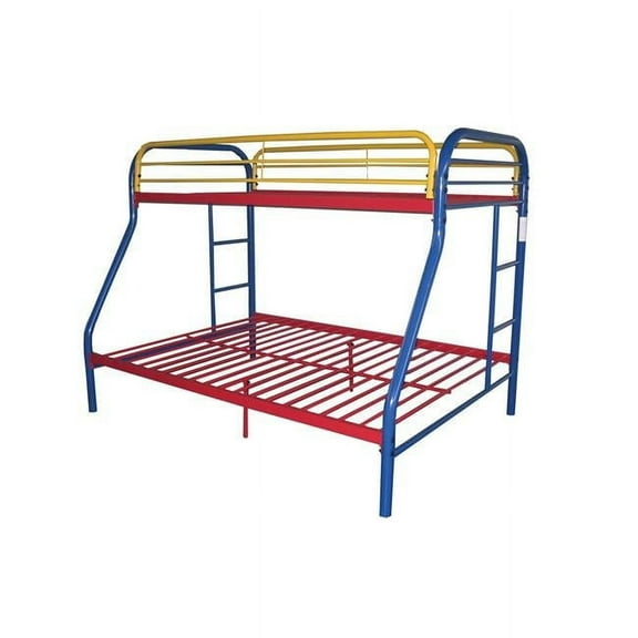Home Roots Furniture  Metal Tube Twin Full Bunk Bed - Rainbow - 60 x 78 x 54 in.
