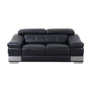 Home Roots Modern Leather Loveseat, Black - 31-39 in.