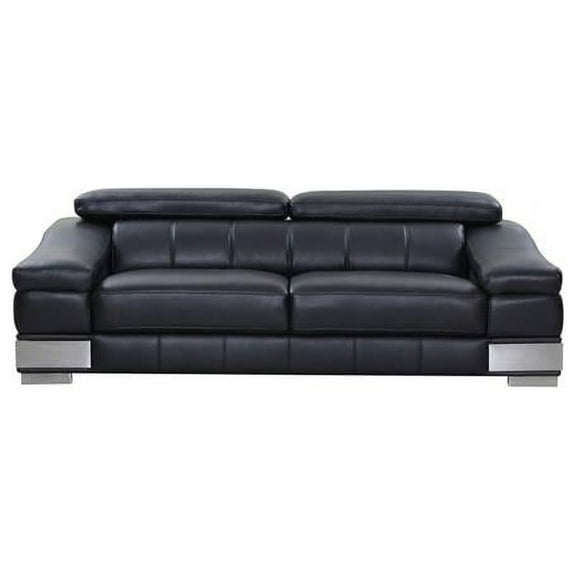 31-39" Modern Black Leather Sofa