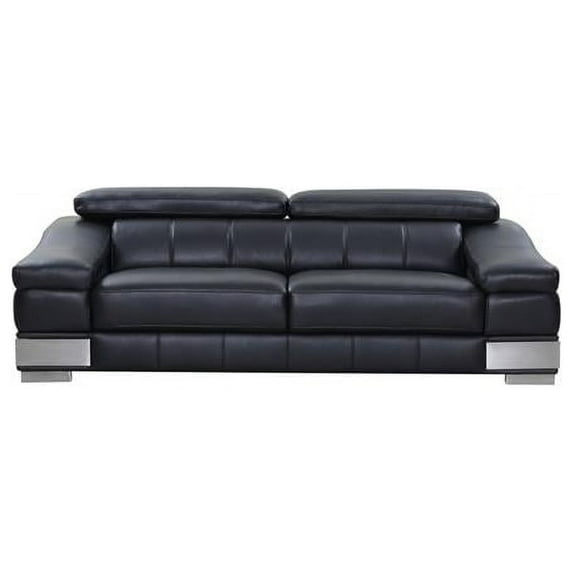 31-39" Modern Black Leather Sofa
