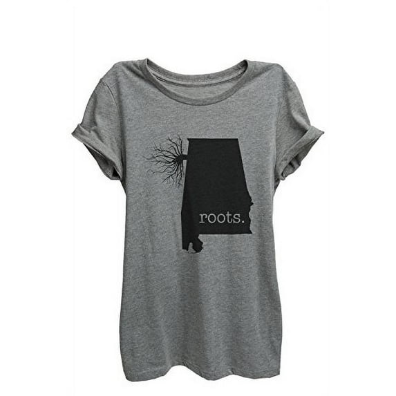 Home Roots State Alabama Womens Relaxed T-Shirt Tee Heather Grey - Large