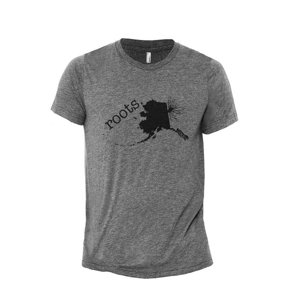 Home Roots State Alaska AK Men's Modern Fit Fun Casual T-Shirt Printed Graphic Tee Heather Grey X-Large