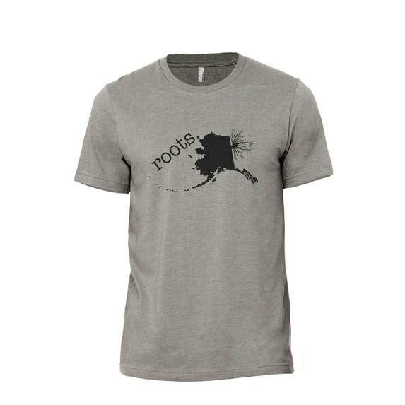Home Roots State Alaska AK Men's Modern Fit Fun Casual T-Shirt Printed Graphic Tee Military Grey 2X-Large