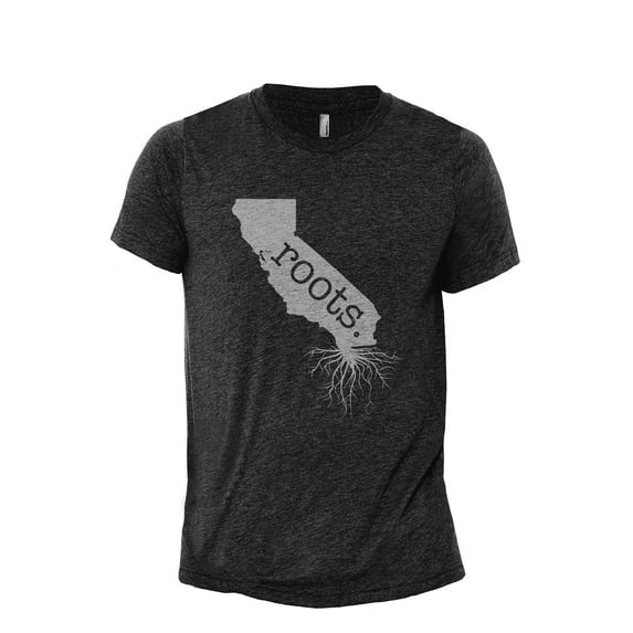 Home Roots State California CA Men's Modern Fit Fun Casual T-Shirt Printed Graphic Tee Charcoal Grey Medium
