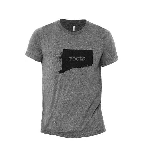 Home Roots State Connecticut CT Men's Modern Fit Fun Casual T-Shirt Printed Graphic Tee Heather Grey Small
