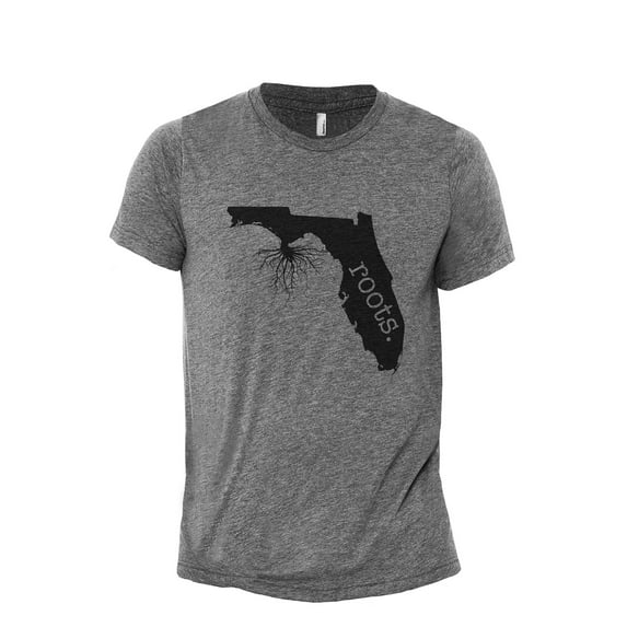 Home Roots State Florida FL Men's Modern Fit Fun Casual T-Shirt Printed Graphic Tee Heather Grey X-Large