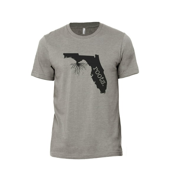 Home Roots State Florida FL Men's Modern Fit Fun Casual T-Shirt Printed Graphic Tee Military Grey 2X-Large