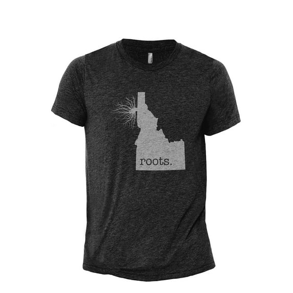 Home Roots State Idaho ID Men's Modern Fit Fun Casual T-Shirt Printed Graphic Tee Charcoal Grey 3X-Large