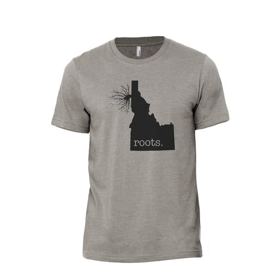 Home Roots State Idaho ID Men's Modern Fit Fun Casual T-Shirt Printed Graphic Tee Military Grey 2X-Large