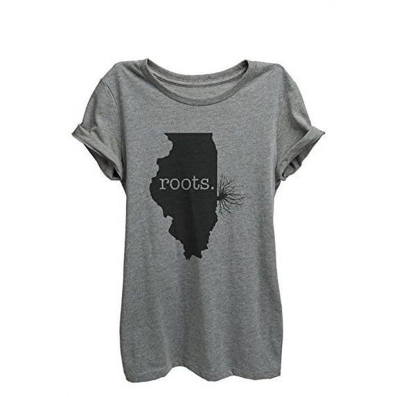 Home Roots State Illinois Womens Relaxed T-Shirt Tee Heather Grey - XL