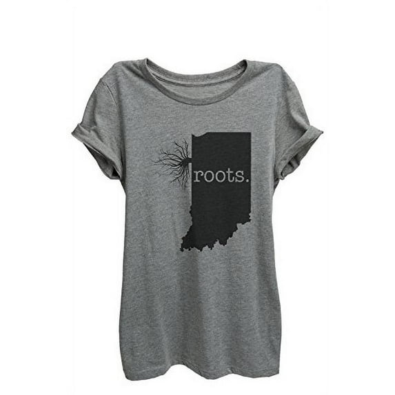 Home Roots State Indiana Womens Relaxed T-Shirt Tee Heather Grey - Large
