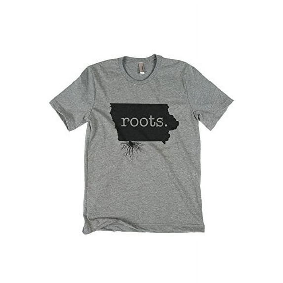 Home Roots State Iowa Mens Fitted T-Shirt Tee Heather Grey - Medium