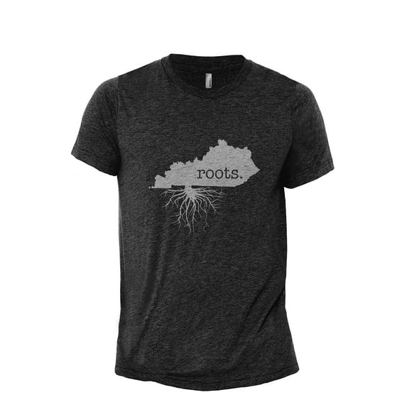 Home Roots State Kentucky KY Men's Modern Fit Fun Casual T-Shirt Printed Graphic Tee Charcoal Grey Large