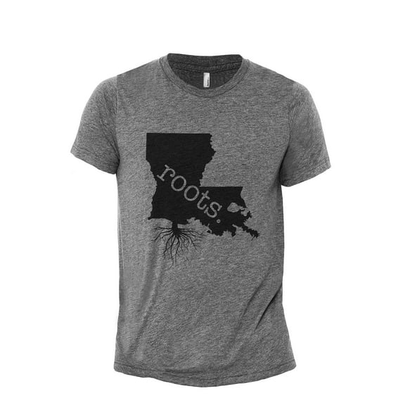 Home Roots State Louisiana LA Men's Modern Fit Fun Casual T-Shirt Printed Graphic Tee Heather Grey 3X-Large