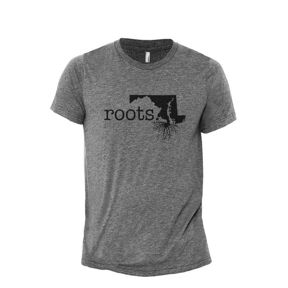 Home Roots State Maryland MD Men's Modern Fit Fun Casual T-Shirt Printed Graphic Tee Heather Grey Large