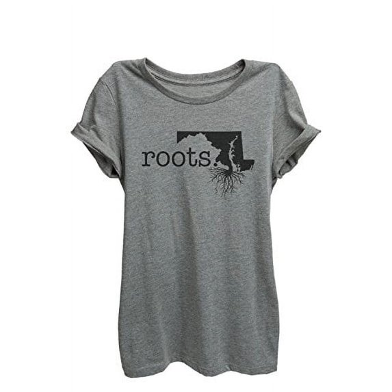 Home Roots State Maryland Womens Relaxed T-Shirt Tee Heather Grey - 2XL
