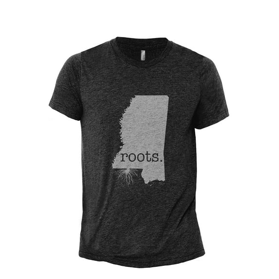 Home Roots State Mississippi MS Men's Modern Fit Fun Casual T-Shirt Printed Graphic Tee Charcoal Grey X-Large