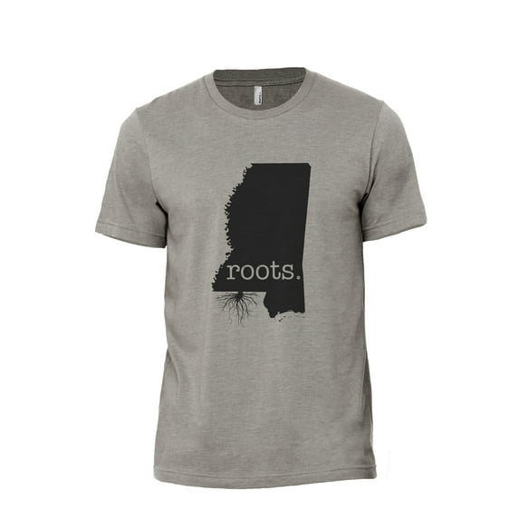 Home Roots State Mississippi MS Men's Modern Fit Fun Casual T-Shirt Printed Graphic Tee Military Grey Medium
