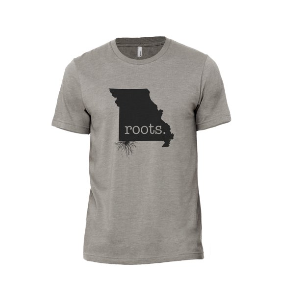 Home Roots State Missouri MO Men's Modern Fit Fun Casual T-Shirt Printed Graphic Tee Military Grey 3X-Large