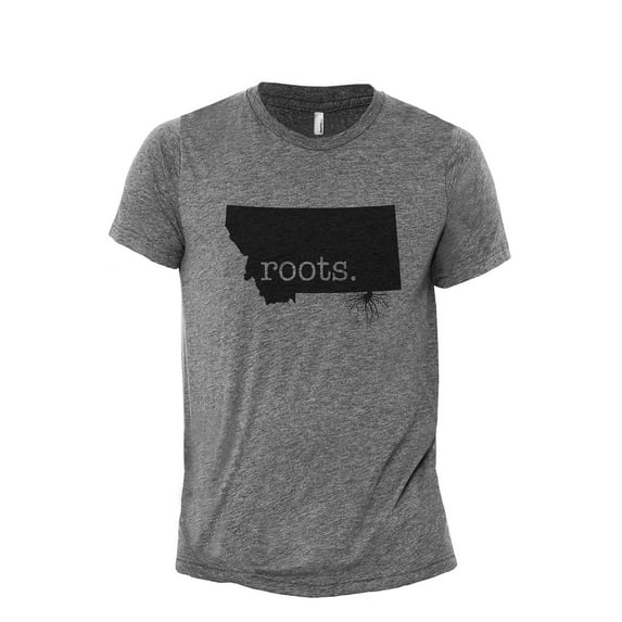 Home Roots State Montana MT Men's Modern Fit Fun Casual T-Shirt Printed Graphic Tee Heather Grey Large