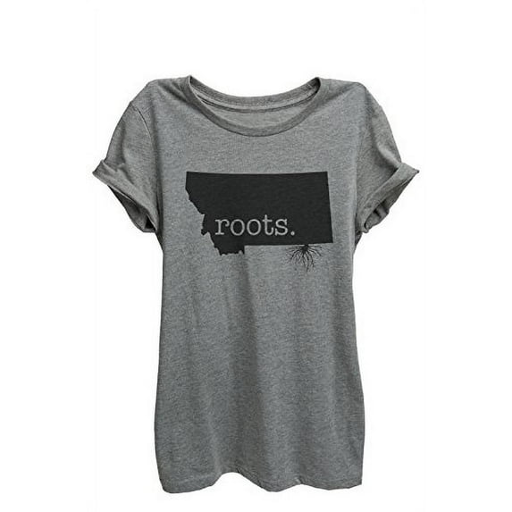 Home Roots State Montana Womens Relaxed T-Shirt Tee Heather Grey - XL