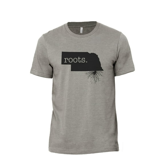 Home Roots State Nebraska NE Men's Modern Fit Fun Casual T-Shirt Printed Graphic Tee Military Grey 3X-Large