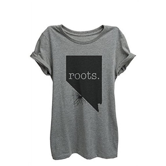 Home Roots State Nevada Womens Relaxed T-Shirt Tee Heather Grey - Medium