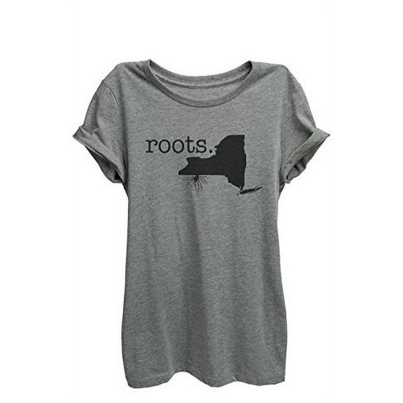 Home Roots State New York Womens Relaxed T-Shirt Tee Heather Grey - Large