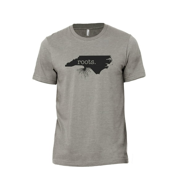 Home Roots State North Carolina NC Men's Modern Fit Fun Casual T-Shirt Printed Graphic Tee Military Grey Large